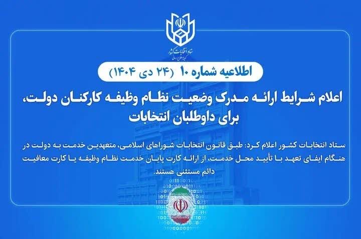 شرایط ارائه مدرک وضعیت نظام وظیفه کارکنان دولت برای داوطلبان انتخابات